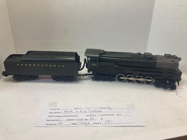 MTH PENNSYLVANIA RR 6-8-6 TURBINE STEAM LOCOMOTIVE & TENDER #6200 PROTO SOUND