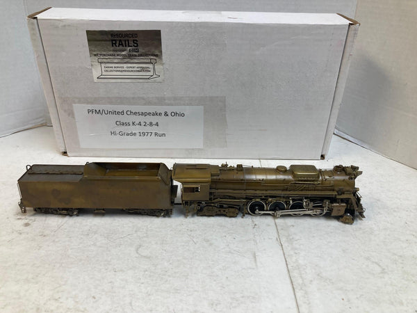 HO Brass PFM United C&O 2-8-4 K-4 Kanawha – 1977 Hi-Grade Run – Tested Runs Great