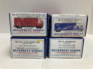 Branchline Trains Blueprint Series Kits HO, Lot of 4, (C&O, Rock Island, Gulf Mobile & Ohio)