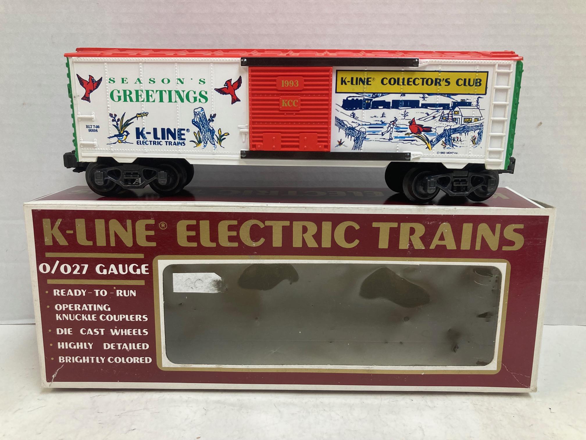 K-Line K90004 KCC Christmas Box Car – O/O-27 Gauge, Die-Cast Trucks - Very Good Condition
