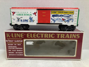K-Line K90004 KCC Christmas Box Car – O/O-27 Gauge, Die-Cast Trucks - Very Good Condition