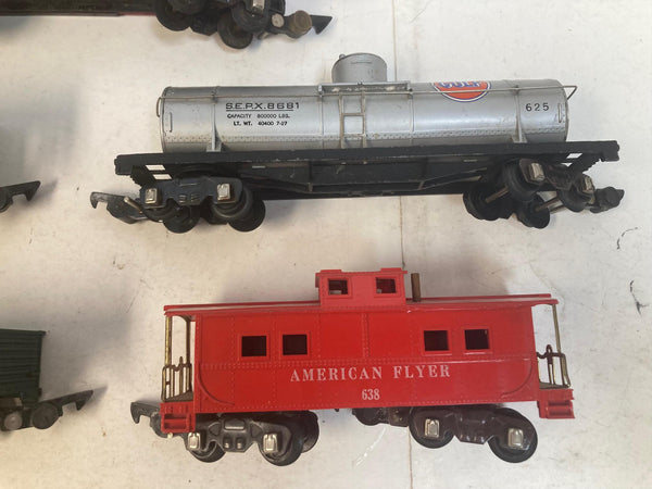 American Flyer Freight Car Set Includes: B&O Boxcar 633, Gulf Tank 625, Hopper 640, T&P Gondola 631, Caboose 638