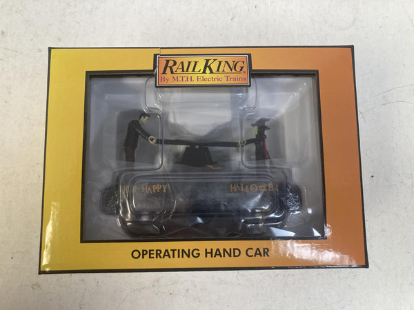 MTH RailKing O Gauge Halloween Witch & Frankenstein Black Handcar 30-5242