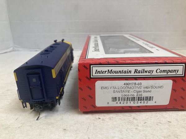 InterMountain 49017S-03 HO Santa Fe EMD F7A #235 Cigar Band Sound Boxed Excellent