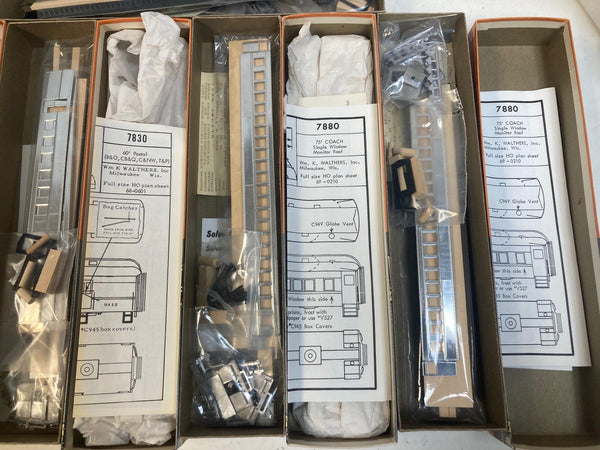 Lot of 5 Walthers HO Scale Passenger Car Kits - Postal, Coach, Baggage - NOS