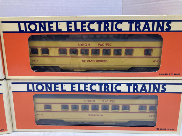 Lionel Union Pacific Passenger Car Lot (4) – 6-16071 New, 6-16072, (2x) 6-16073 – O Gauge
