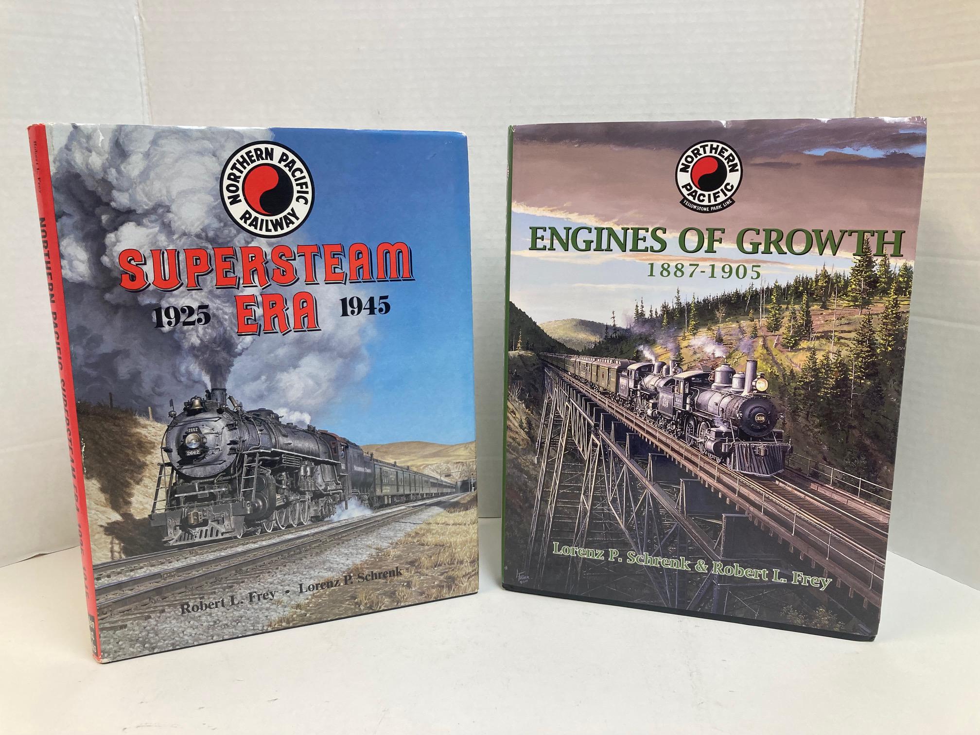Lot of 2 Northern Pacific Railroad Books – Engines of Growth & Supersteam Era – Frey & Schrenk