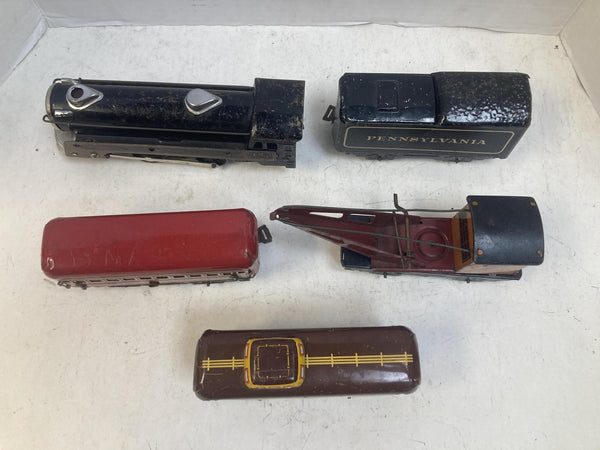 Marx Prewar O Gauge Commodore Vanderbilt Steam Loco Set - Pennsylvania Tender & 3 Cars (Tab Couplers)