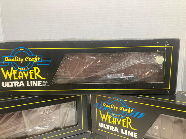 “5-Car Weaver Lot – Coal, Grain & Boxcars – Diverse Road Names – O Scale 3-Rail”