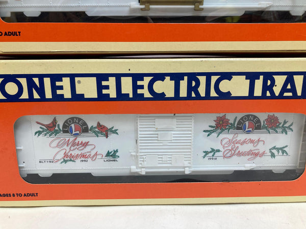 Lionel Christmas Boxcar Lot of 4 (1991–1994) – 6-19913, 6-19918, 6-19922, 6-19929 – O Gauge