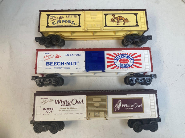 Lionel Tobacco Series Boxcar Lot of 3 - Loose - Camel, Winston, Sir Walter