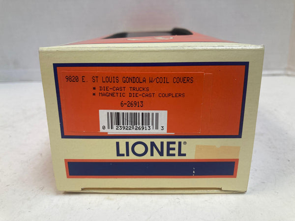 Lionel 6-26913 E. St. Louis Gondola w/ Coil Covers – O Gauge – Pre-Owned Very Good