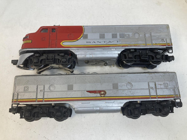 Vintage Lionel 2343 Santa Fe F3 AB Diesel Locomotive Set – Plastic Vents, Runs Great!