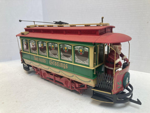 Bachmann G Scale Christmas Trolley #93940 “Season’s Greetings” w/ Santa Onboard – Good Condition No Box