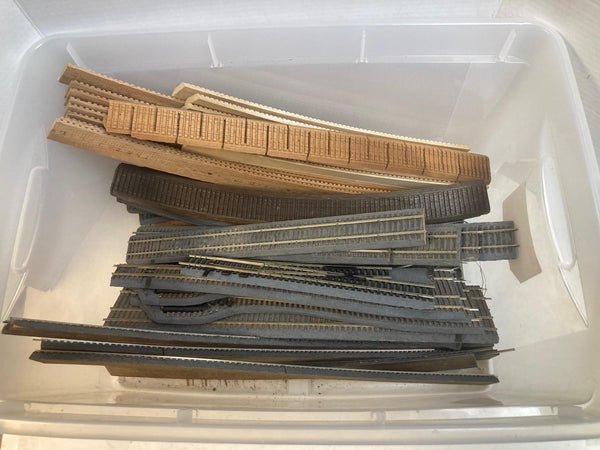 Vintage Tru-Scale HO Scale Wood Roadbed & Hand Laid Track Lot - 45+ Pcs