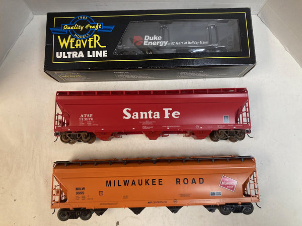 Weaver Duke Energy 3-Bay Offset Coal Car 2-Rail O Scale (48/300) NEW + MTH & Atlas Covered Hoppers Lot