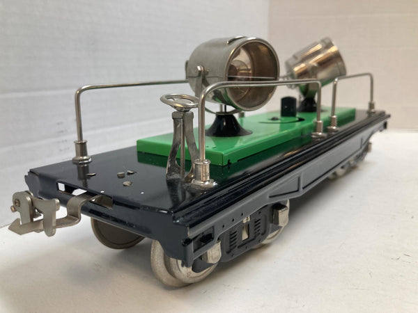 MTH Tinplate Traditions No. 520 Searchlight Car – Black/Green Nickel Trim – Pre-Owned "1 light doesn't work" - No Box