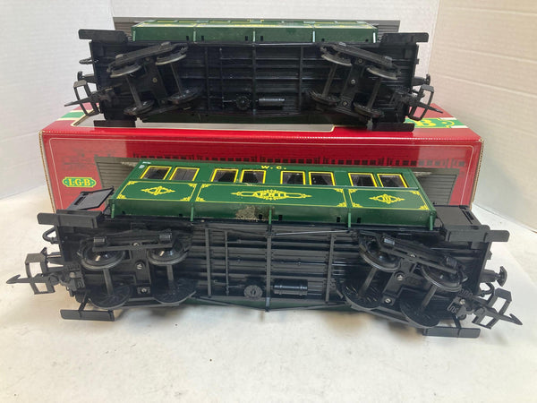 LGB 2-Car Passenger Set 3060 – Custom W.C.R.R. “Kathryn” & “April” Lettered Cars – G Scale – Excellent