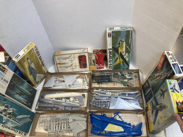 Vintage Airplane Model Kit Lot of 17 (Revell, Monogram, Heller, Matchbox, Airfix, Minicraft) - 1/72 & 1/48 Scales