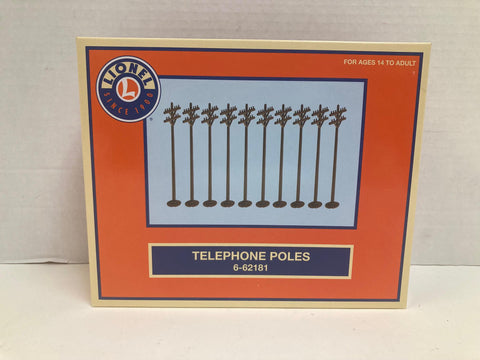 Lionel 6‑62181 Telephone Poles (10‑Pack) - Brand New
