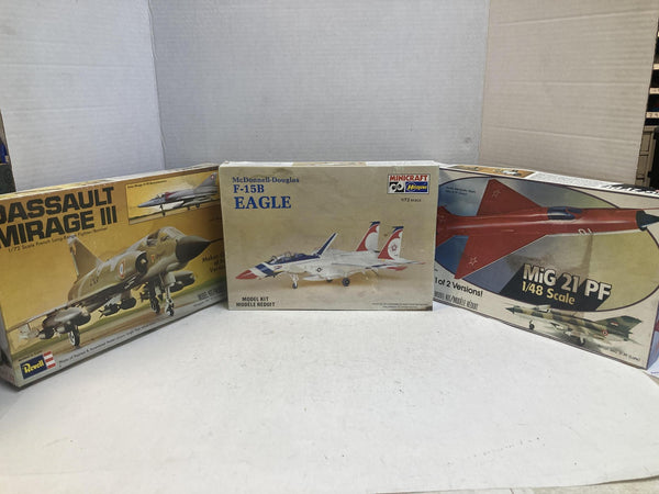 Vintage Airplane Model Kit Lot of 17 (Revell, Monogram, Heller, Matchbox, Airfix, Minicraft) - 1/72 & 1/48 Scales