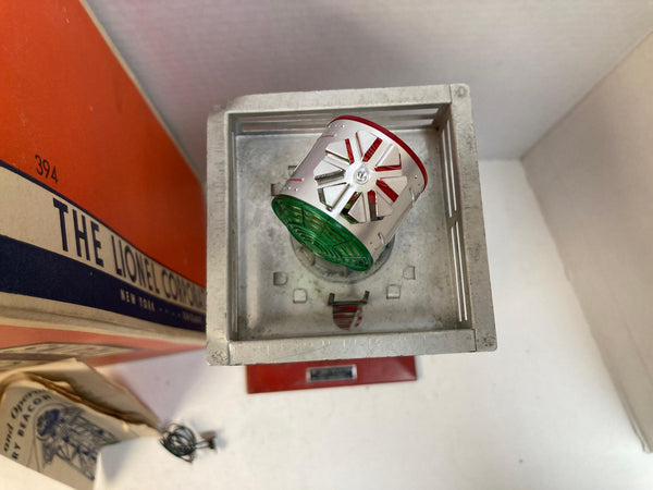 Lionel No. 394 Rotating Beacon Tower RARE Red Base Silver w/Box & Instructions