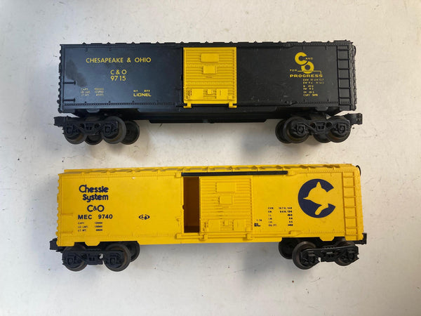 Lionel "C&O" Box Car Set of 2 - O Scale - Good