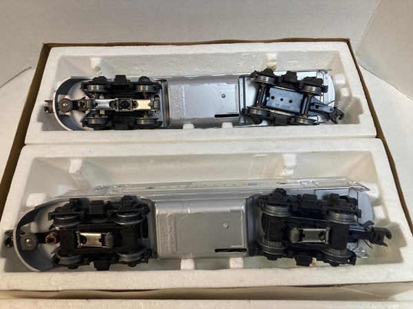 Lionel Burlington Chrome ABA F3 Diesel Set (8054, 8062) w/ 5 Passenger Cars (9576-9580) O Gauge