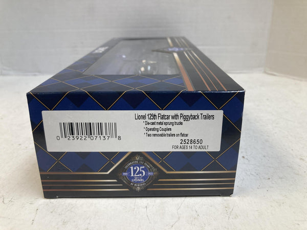 Lionel O Scale 125th Anniversary Flatcar w/ Piggyback Trailers #2528650 NIB