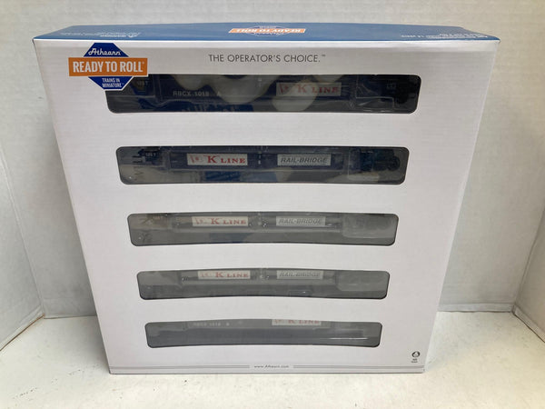 Athearn HO RTR K-Line / Rail-Bridge Maxi-I 5-Unit Well Car Set #1018 - NIB SEALED