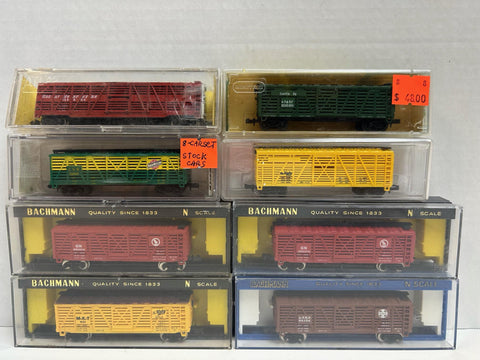 Stock Cars Set 8 Pack N Scale Bachmann/Atlas/Life-Like/Minitrix