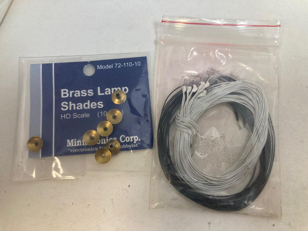 HO Scale Lighting Lot: 15x Miniatronics Grain of Wheat Bulbs & 7x Brass Shades