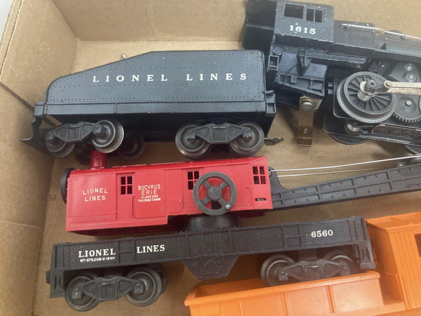 Lionel Trains Vintage 1549 Three-Car Work Train Set 1956 Serviced & Tested: 1615 Steam, Tender, Flat Car, Crane, Caboose, Track and transformer
