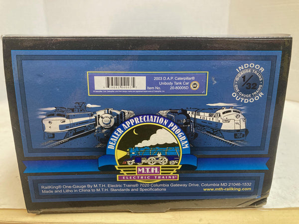 MTH G Gauge 2003 D.A.P. Caterpillar Unibody Tank Car 20-80005D – NOS in Box