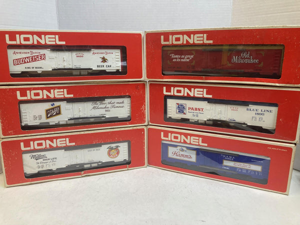 Lionel O Gauge Beer Car Collection - Budweiser Miller Pabst Schlitz + Vat Car