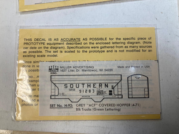30 Lot Herald King HO Scale Decals - Southern Railway & PRR - New Old Stock