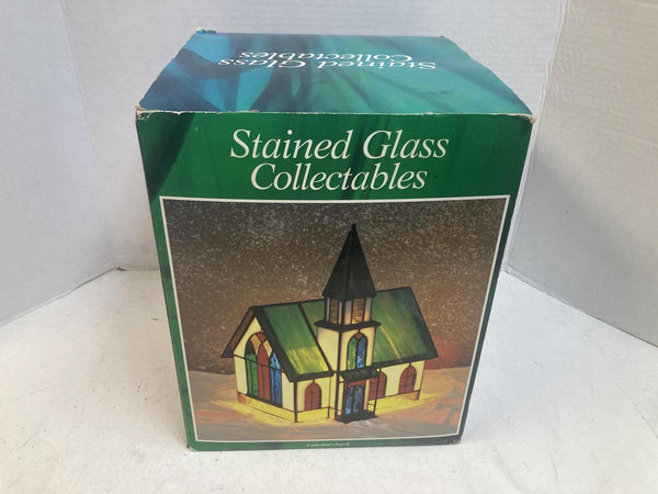 Holiday Creations Stained Glass Collectables Cathedral Church Lighted Vintage
