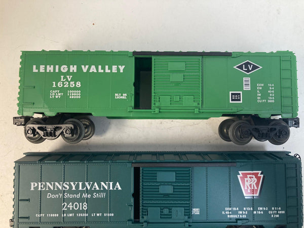 Lionel Fallen Flags Box Car Set of 3 (Pennsylvania, Lehigh Valley) - O Scale - Good