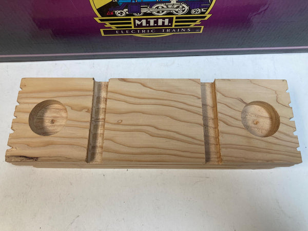 MTH Tinplate Traditions No. 211 Flat Car 10-1071 – Black w/ Nickel Trim & Authentic Wood Load – NOS