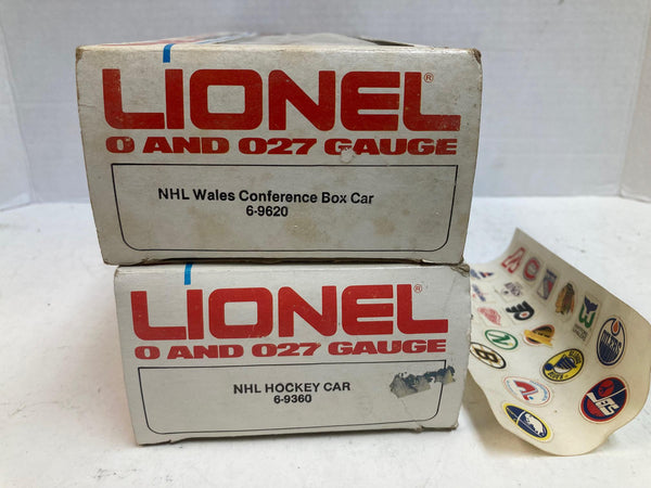 Lionel NHL Lot of 2 – 6-9360 Hockey Car & 6-9620 Wales Conference Box Car – O Gauge, Very Good Condition