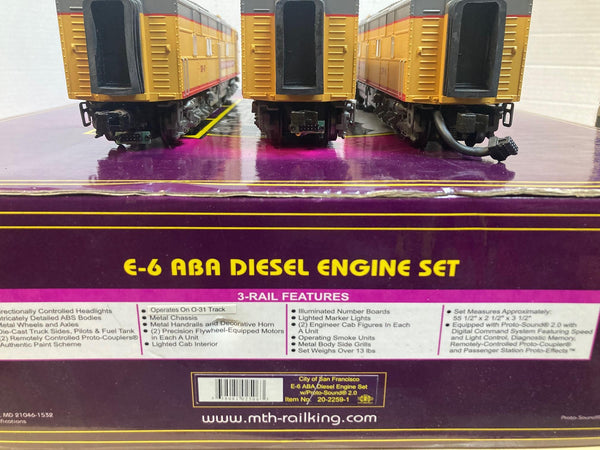 MTH Premier 20-2259-1 UP City of San Francisco E-6 ABA Diesel Set - Proto 2.0