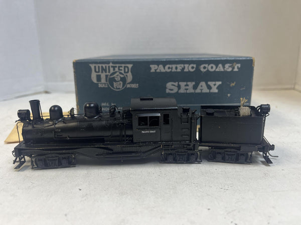 HO Brass PFM United Pacific Coast 3-Truck Shay Factory Painted - Excellent w/ Box