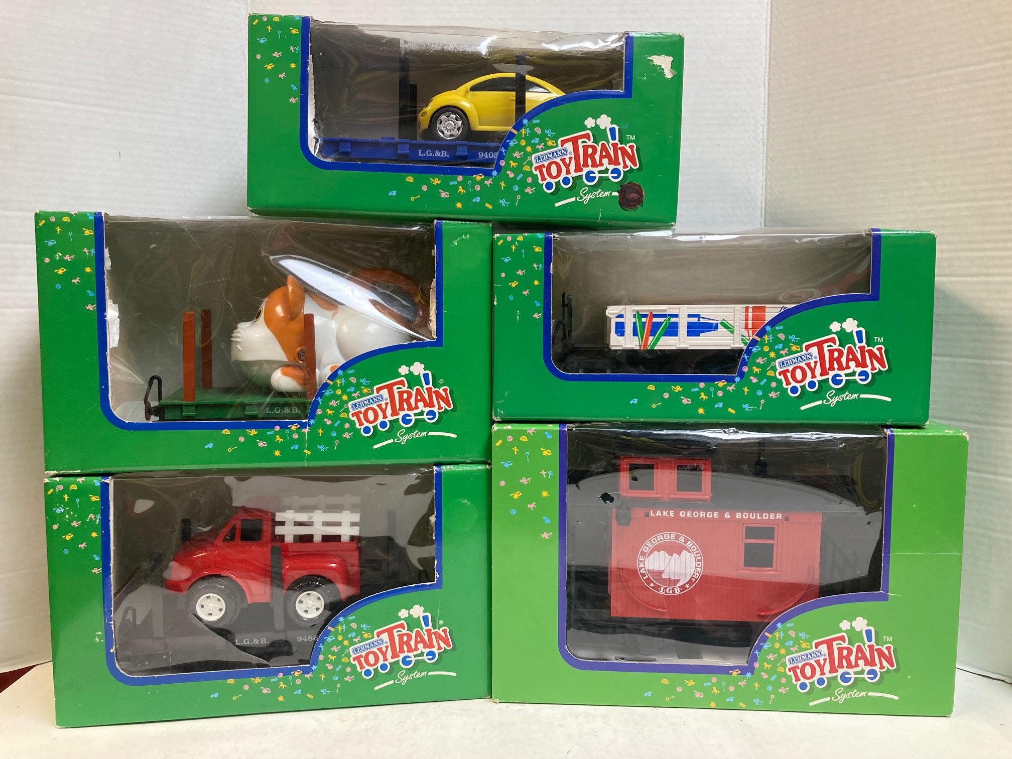 LGB G Scale Train Car Lot of 5 – 94969, 94869, 94065, 94805, 94059 – Good Condition, Boxes Worn