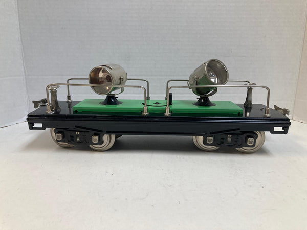 MTH Tinplate Traditions No. 520 Searchlight Car – Black/Green Nickel Trim – Pre-Owned "1 light doesn't work" - No Box