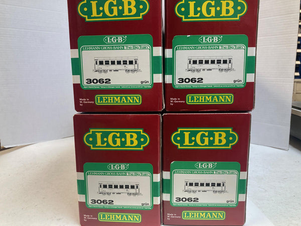 LGB 4-Car Passenger Set 3062 (#22, 23, 25, 28) Custom Weathered W.C.R.R. – G Scale – Very Good