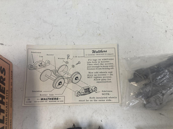 Walthers 933-50123 O Gauge 4 Wheel GE MU Trucks Kit Metal Wheels - Unbuilt