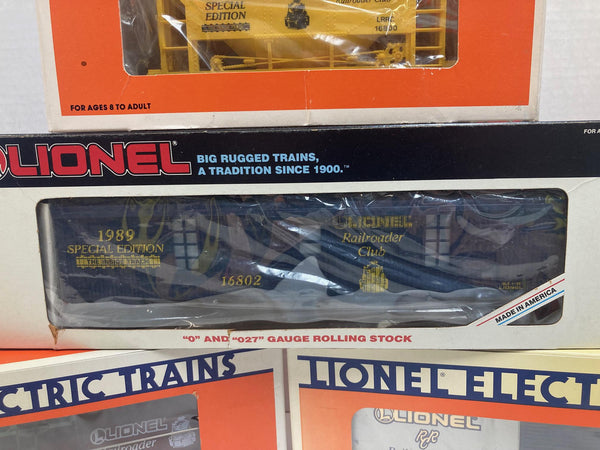 Lionel Railroader Club Lot of 4 Cars (1985–1993) Tank, Hopper, Tool & Boxcar – LRRC Special Edition w/ Boxes