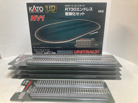 Kato HO Unitrack Bundle - HV1 R730, 4 Straight Track 14 1/2" 4pcs, 1 Straight Track 9 3/4" 4pcs (3-111, 2-180, 2-150)