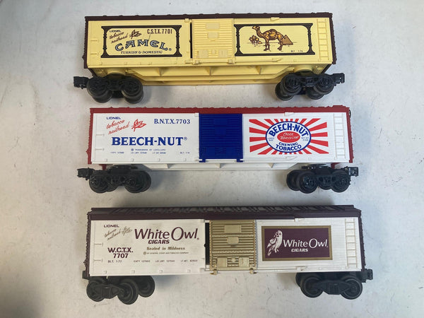 Lionel Tobacco Series Boxcar Lot of 3 - Loose - Camel, Winston, Sir Walter