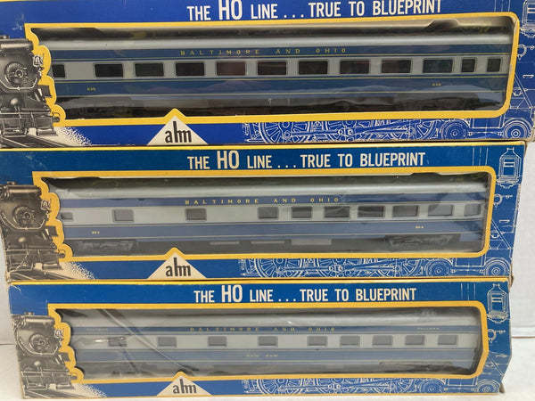 AHM HO Wabash/Indiana 3-Car Lot - "Paw Paw" Pullman - Kadees - 1935 Streamline